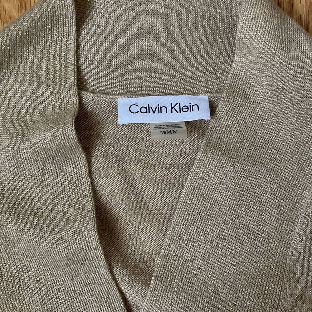 Calvin Klein Tan Shine Cardigan Sweater - Picture 3 of 5
